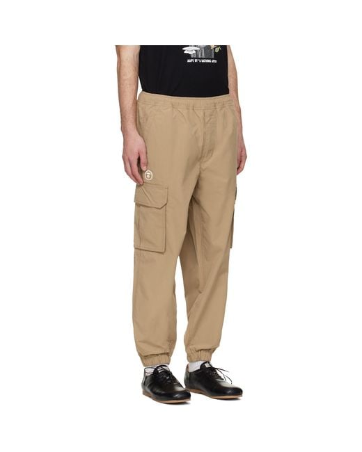 Aape By A Bathing Ape Black 'Aapenow' Moonface Logo Jogger Cargo Pants for men