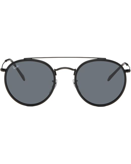 Ray-Ban Black Round Double Bridge Sunglasses for men