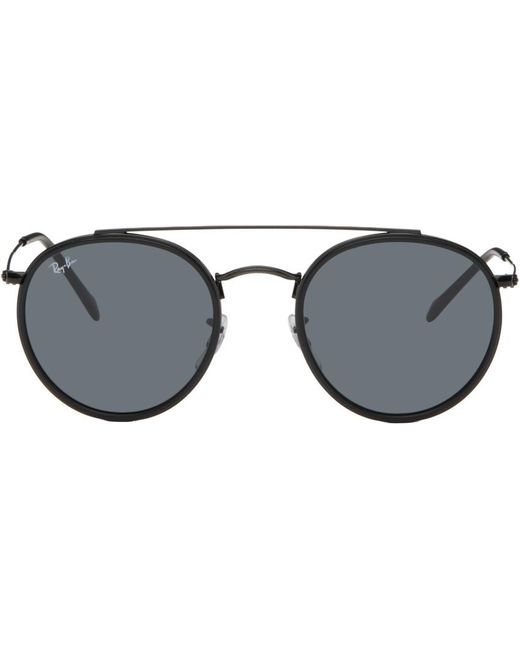 メンズ Ray-Ban ダブルブリッジ ラウンドサングラス Black