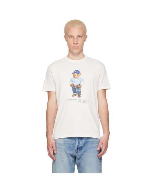 Polo Ralph Lauren White Classic Fit Polo Bear Jersey T-Shirt for men