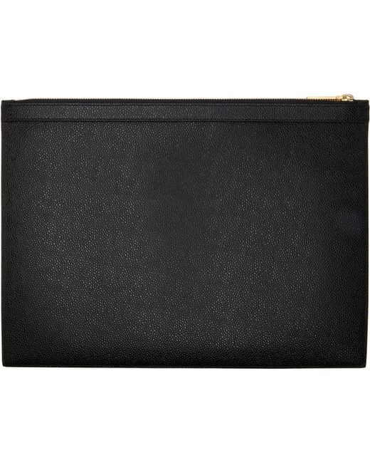 Thom Browne Black Pebble Grain Large Document Holder for men