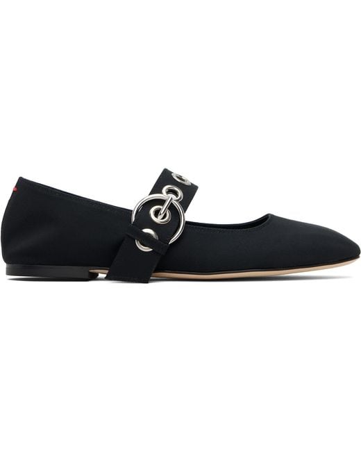 Aeyde Black Uma Eyelet Mary-Jane Ballerina Flats
