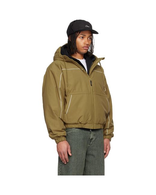 Dime Green Khaki Quilted Ripstop Puffer Jacket for men
