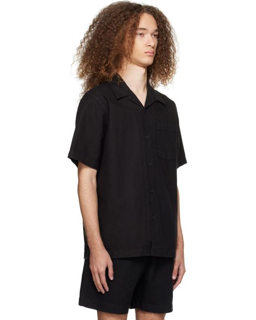 Maharishi Black Open Spread Collar Shirt for men