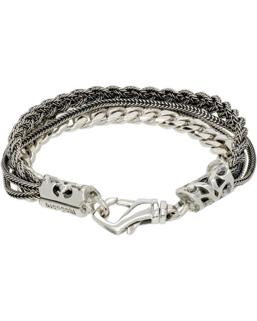 Emanuele Bicocchi Black Chain & Braided Bracelet for men