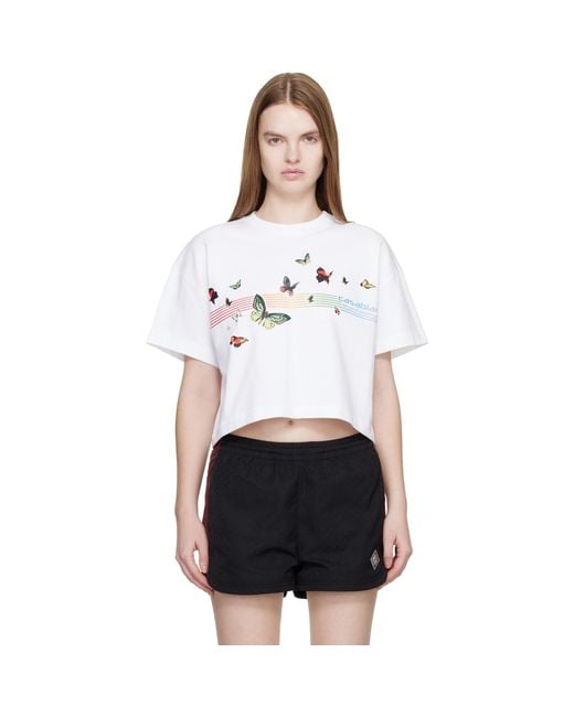 Casablanca Black Butterfly Boxy Cropped T-Shirt