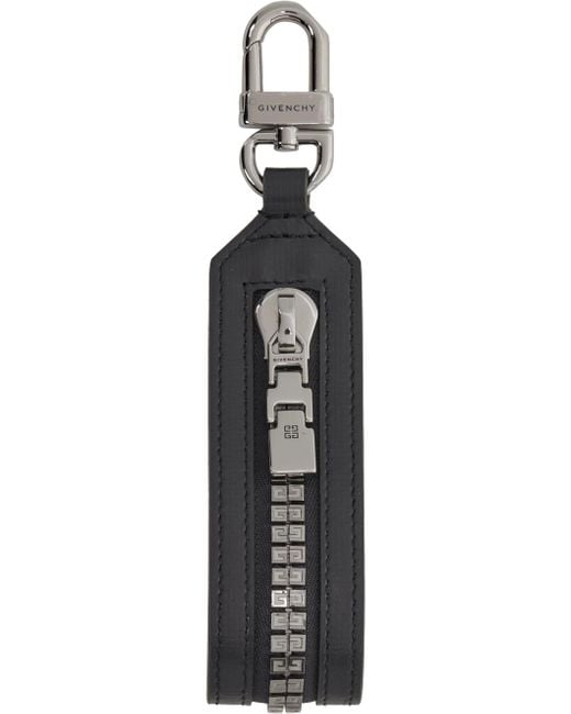 Givenchy Black Gray 4g Zip Keychain for men