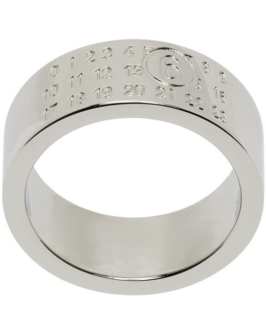 MM6 by Maison Martin Margiela Metallic Numeric Signature Numbers-Motif Ring