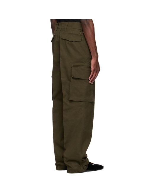 Valentino Green Khaki Cotton Gabardine Cargo Pants for men