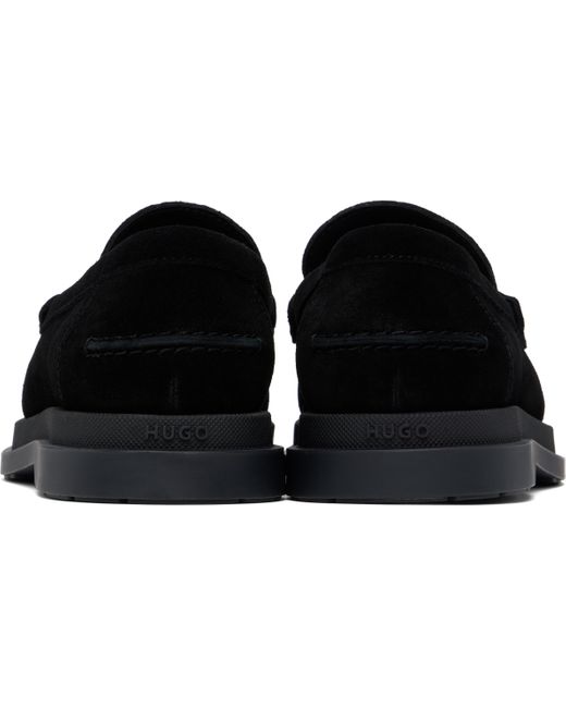 HUGO Black Suede Loafers for men