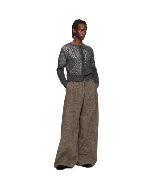 Dries Van Noten Black Open-Knit Cardigan for men