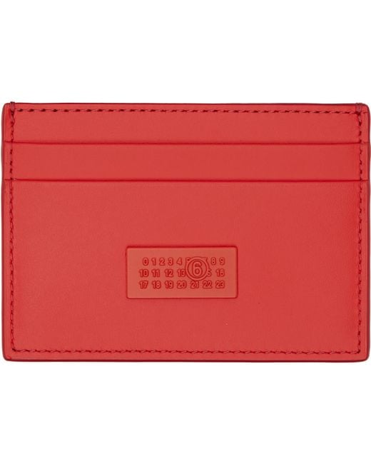 MM6 by Maison Margiela Red Numeric Leather Card Holder