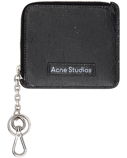 メンズ Acne レザー ジップウォレット Black