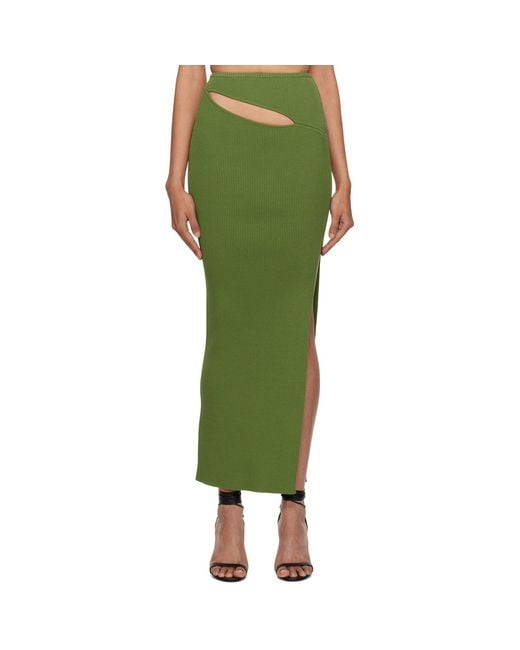 Christopher Esber Green Hip Slashed Maxi Skirt