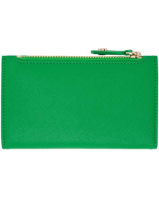 Porte-cartes mince vert en cuir saffiano synthétique à deux volets Vivienne Westwood pour homme en coloris Green