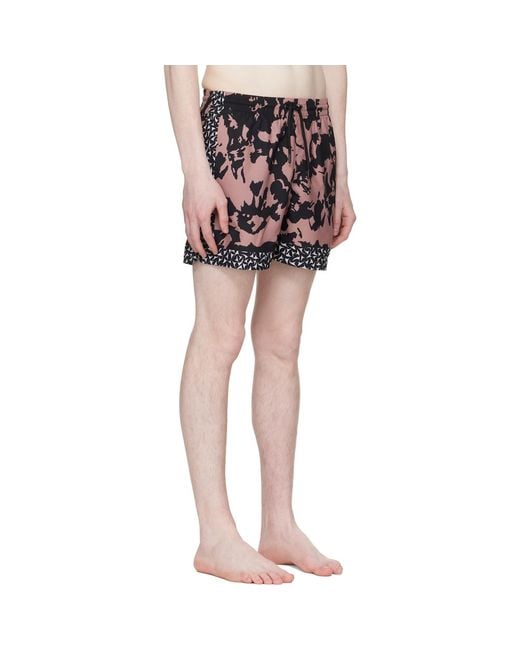 Dries Van Noten Black Printed Swim Shorts for men