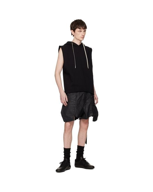 Rick Owens Black Temple Tunic Hoodie for men