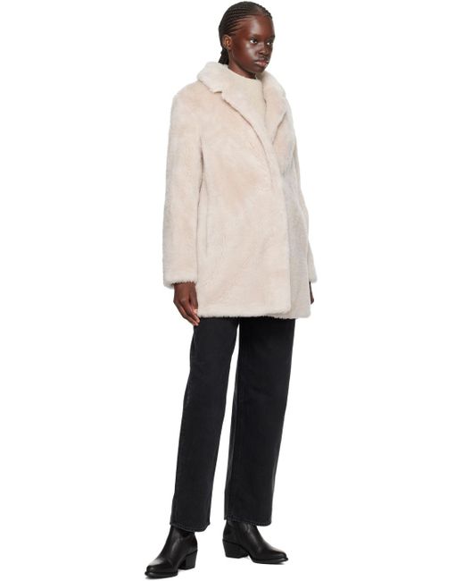 Meteo by Yves Salomon Natural Notched Lapel Coat
