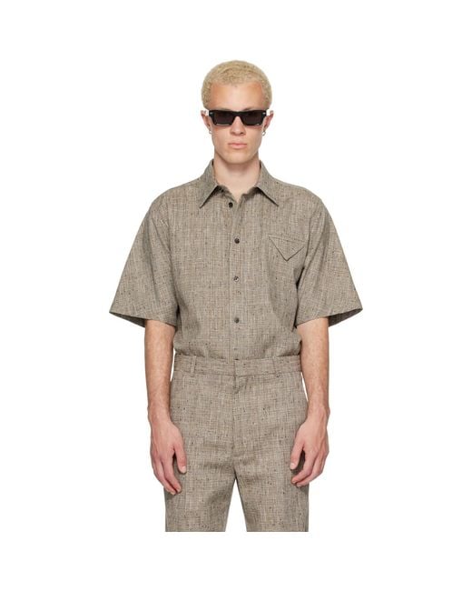 Bottega Veneta Gray Taupe Fleck Viscose Shirt for men