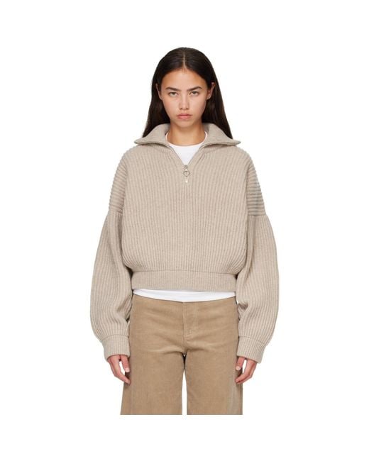 &Daughter Natural Rowan Rib Half Zip Sweater