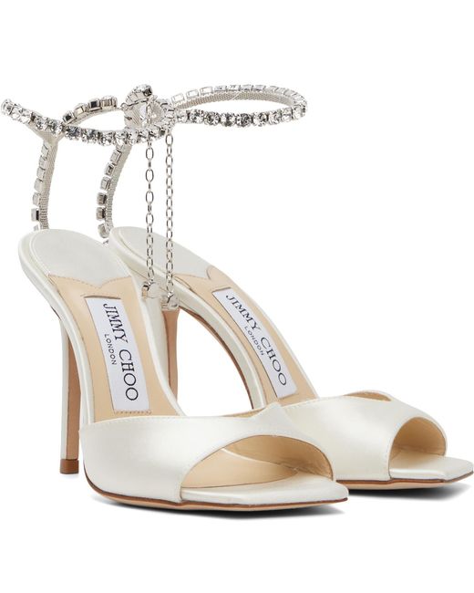 Jimmy Choo White Saeda 100 Heeled Sandals