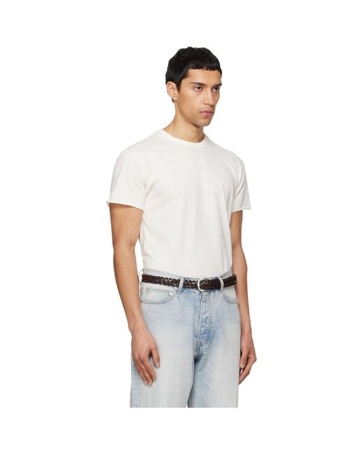 TONYWACK White Off- Garment Dyed Raw Edge T-Shirt for men