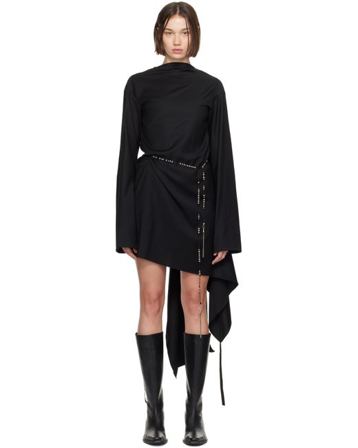 Ann Demeulemeester Black Linea 3 Holes Minidress