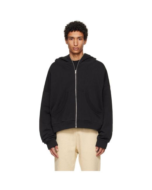 Entire studios Black Eternal Zip Hoodie for men