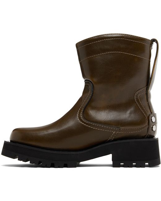 Ganni Green Khaki Low Oleatex Boots