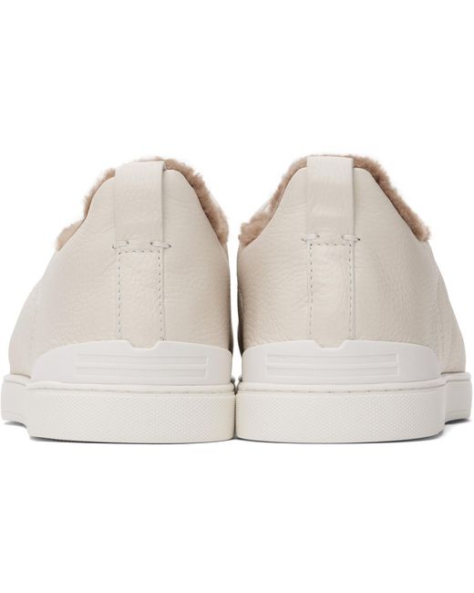 Zegna Black Off- Deerskin Triple Stitch Sneakers for men
