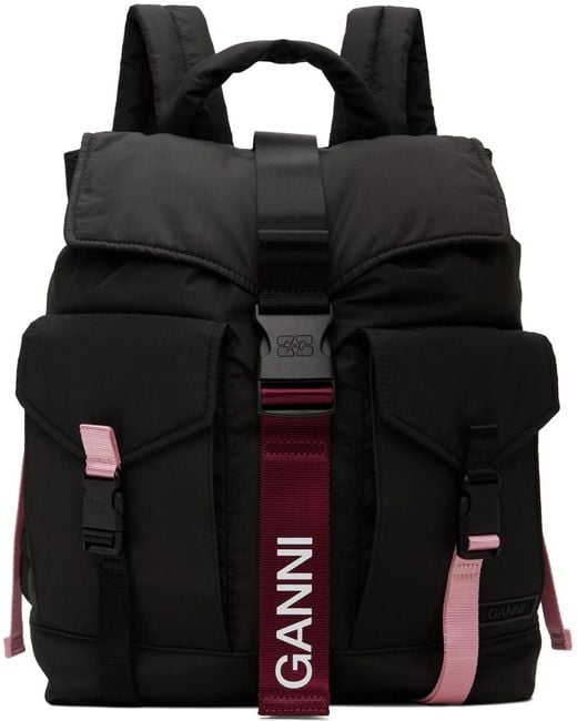GANNI ナイロンバックパック ブラック/ピンク Ganni Tech Backpack in Black | Lyst UK