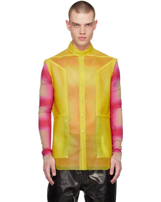 Blouson jaune en cuir à poches passepoilées Rick Owens pour homme en coloris Orange