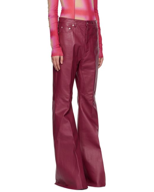 Rick Owens Red Pink Bolan Leather Pants for men