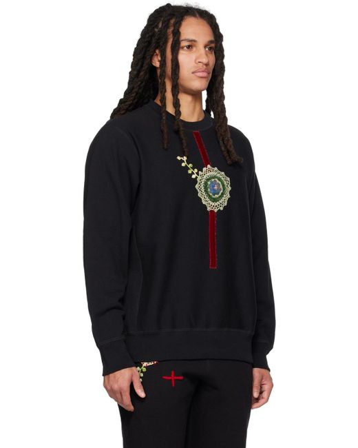 BENTGABLENITS Black Appliqué Sweatshirt for men