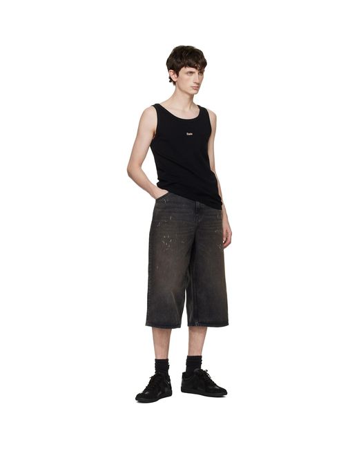 Rhude Black Logo Ribbed Tank Top for men