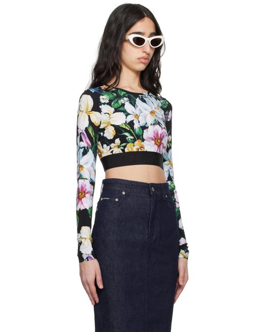 Dolce & Gabbana ブラック Activewear クロップ 長袖トップス Blue