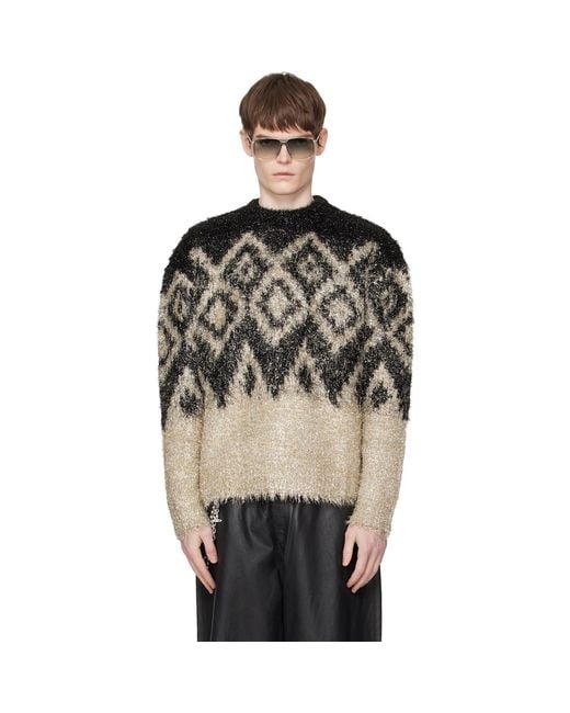 Acne Black Metallic Knit Sweater for men