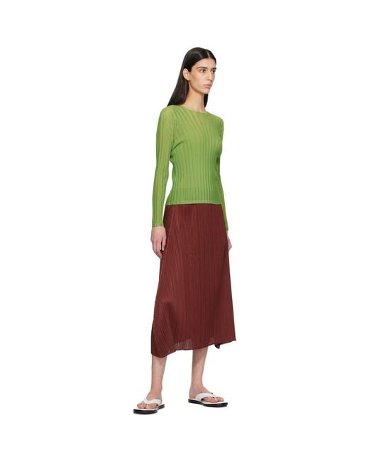 Pleats Please Issey Miyake Red Burgundy Monthly Colors October Maxi Skirt
