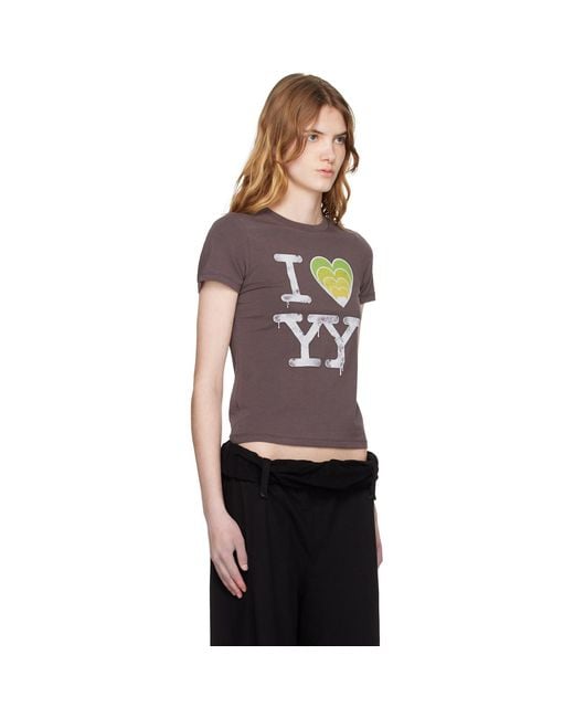 OPEN YY Brown Ssense Exclusive 'I Love Yy' Baby T-Shirt