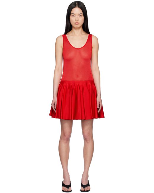 Alaïa Red Knit Godet Minidress