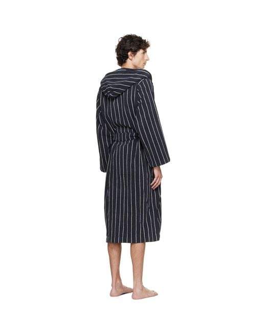 Tekla Blue Terry Hooded Bathrobe for men