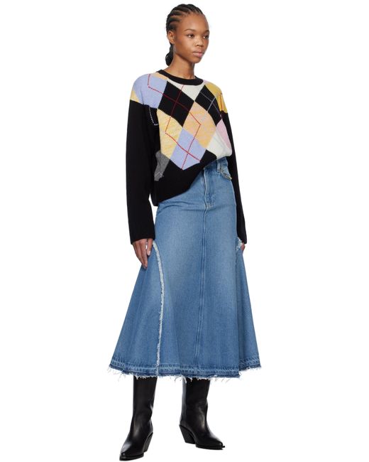 Ganni Blue Heavy Denim Midi Skirt