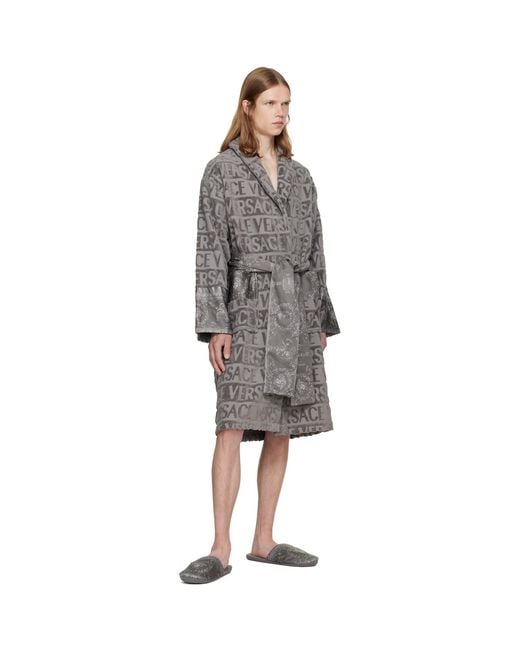 Versace Gray 'I Heart Baroque' Bathrobe for men