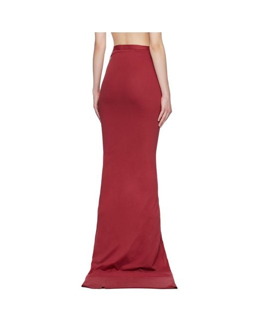 Rick Owens Red Moncler + Adjustable Maxi Skirt