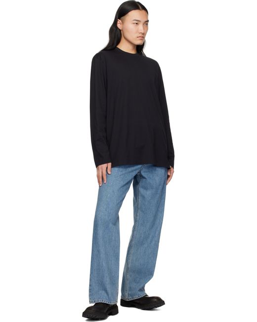 メンズ Y-3 ブラック グラフィック 長袖Tシャツ Black