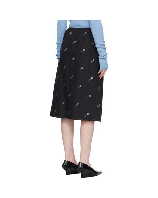 Rier Black Pop Flowers Midi Skirt