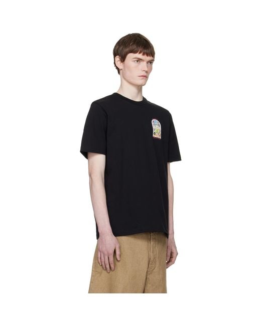 Casablanca Black Tennis Landscape Short Sleeve T‑Shirt for men