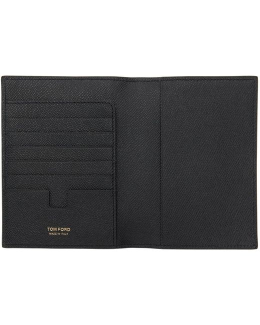 Tom Ford Black Small Grain Leather Passport Holder for men