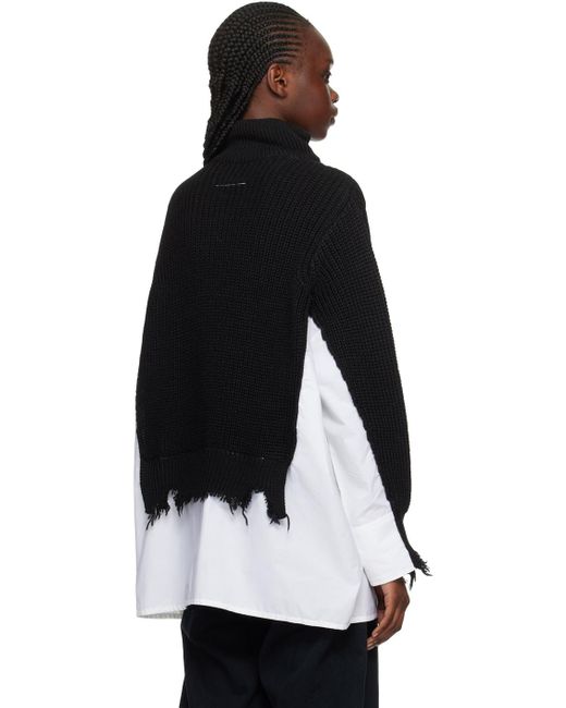 MM6 by Maison Martin Margiela Black & White Paneled Sweater
