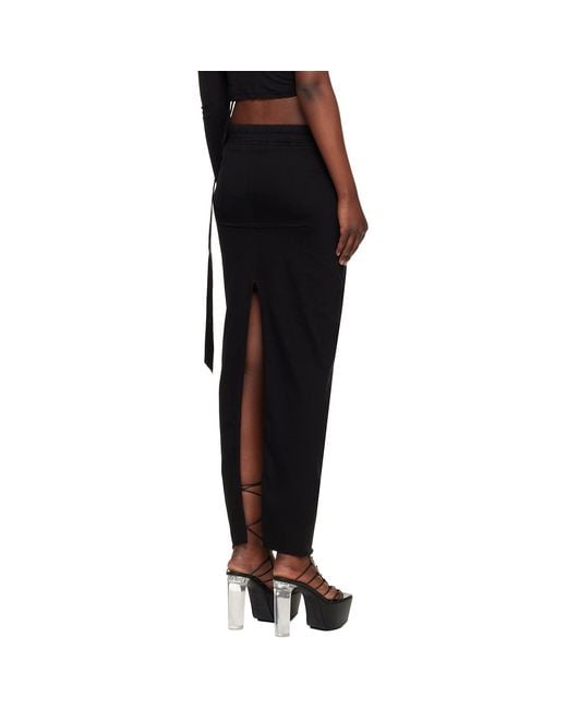 Rick Owens Black Temple Pull On Sliced Pillar Maxi Skirt